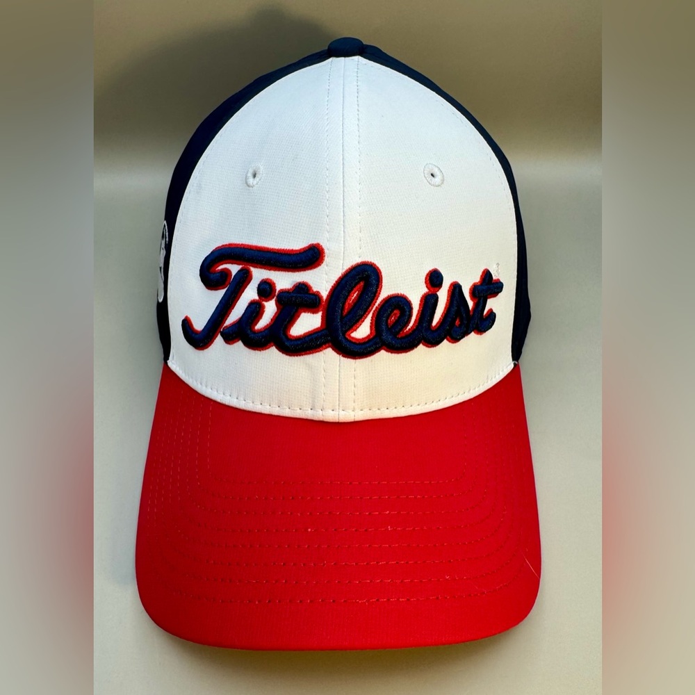 NWT Titleist Slideback Adjustable Golf Hat Red White & Blue w/Raised lettering